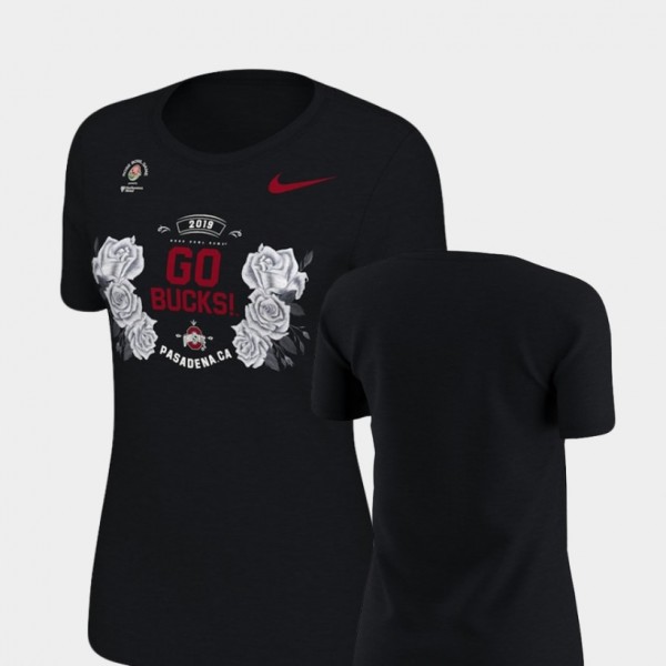 Ohio State Buckeyes Men's Rose Bowl Verbiage 2019 Black Bound Ladies College Football T-Shirt 2404UWIF8